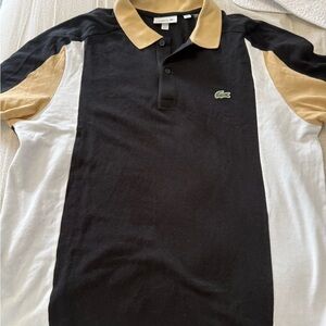 Lacoste Men's Black Polo Shirt with Tan & white accents